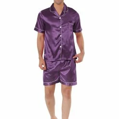 Allegra K Men's Nightwear Short Sleeve Top And Pants Summer Sleepwears Satin Pajama Sets 39 Allegra K Men's Nightwear Short Sleeve Top And Pants Summer Sleepwears Satin Pajama Sets