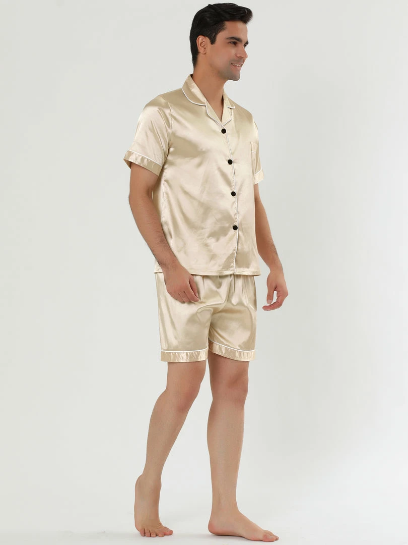 Allegra K Men's Nightwear Short Sleeve Top And Pants Summer Sleepwears Satin Pajama Sets 5 Allegra K Men's Nightwear Short Sleeve Top And Pants Summer Sleepwears Satin Pajama Sets