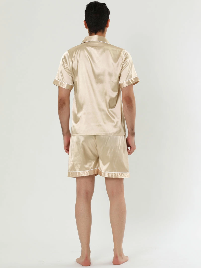 Allegra K Men's Nightwear Short Sleeve Top And Pants Summer Sleepwears Satin Pajama Sets 7 Allegra K Men's Nightwear Short Sleeve Top And Pants Summer Sleepwears Satin Pajama Sets