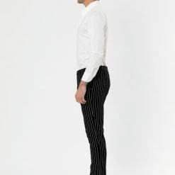 Allegra K Men's Dress Striped Pants Slim Fit Flat Front Business Trousers