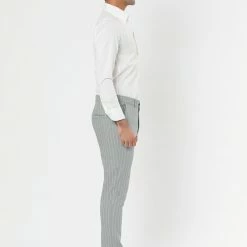 Allegra K Men's Dress Striped Pants Slim Fit Flat Front Business Trousers