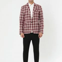 Allegra K Men's Dress Plaid Blazer One Button Slim Fit Checked Suit Sport Coat Jacket