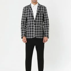 Allegra K Men's Dress Plaid Blazer One Button Slim Fit Checked Suit Sport Coat Jacket