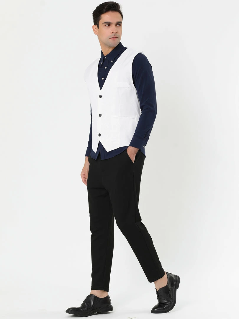 Allegra K Men's Slim Fit Suit Vest Business Formal Dress Waistcoat Vests 6 Allegra K Men's Slim Fit Suit Vest Business Formal Dress Waistcoat Vests