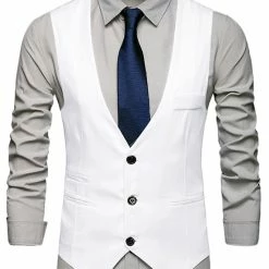 Allegra K Men's Slim Fit Suit Vest Business Formal Dress Waistcoat Vests