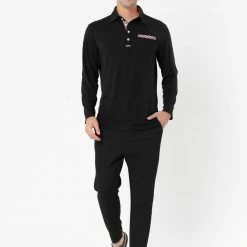 Allegra K Men's Casual Long Sleeve Plaid Collar Polos Shirt With Pockets