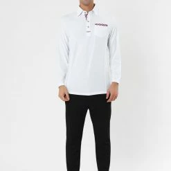 Allegra K Men's Casual Long Sleeve Plaid Collar Polos Shirt With Pockets