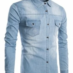 Allegra K Men's Casual Dress Jean Shirts Button Down Long Sleeve Denim Work Shirt 22 Allegra K Men's Casual Dress Jean Shirts Button Down Long Sleeve Denim Work Shirt