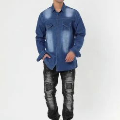 Allegra K Men's Casual Dress Jean Shirts Button Down Long Sleeve Denim Work Shirt 19 Allegra K Men's Casual Dress Jean Shirts Button Down Long Sleeve Denim Work Shirt