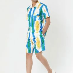 Allegra K Men's Hawaiian Suit Short Sleeves Button Down Shirt Summer Tie Dye Beach Shorts Set 9 Allegra K Men's Hawaiian Suit Short Sleeves Button Down Shirt Summer Tie Dye Beach Shorts Set