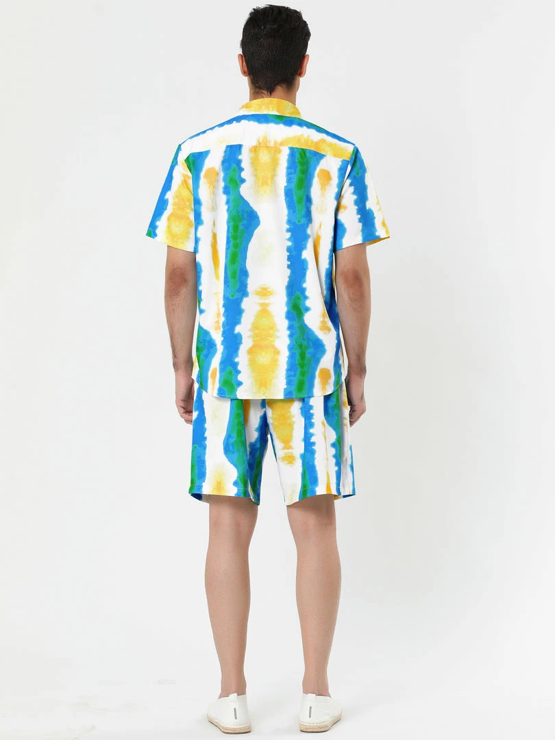 Allegra K Men's Hawaiian Suit Short Sleeves Button Down Shirt Summer Tie Dye Beach Shorts Set 7 Allegra K Men's Hawaiian Suit Short Sleeves Button Down Shirt Summer Tie Dye Beach Shorts Set