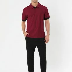 Allegra K Tops Men Summer Golf Shirt Contrast Color Short Sleeves Regular Fit Polo 121 Allegra K Tops Men Summer Golf Shirt Contrast Color Short Sleeves Regular Fit Polo