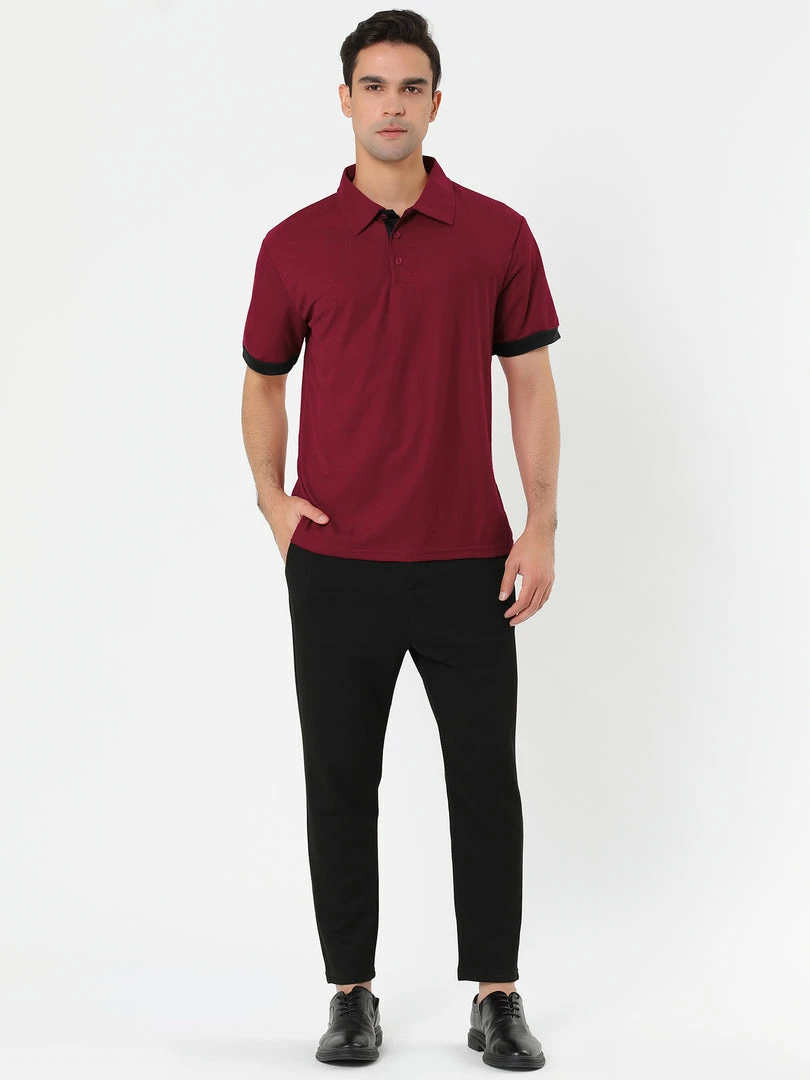 Allegra K Tops Men Summer Golf Shirt Contrast Color Short Sleeves Regular Fit Polo 61 Allegra K Tops Men Summer Golf Shirt Contrast Color Short Sleeves Regular Fit Polo