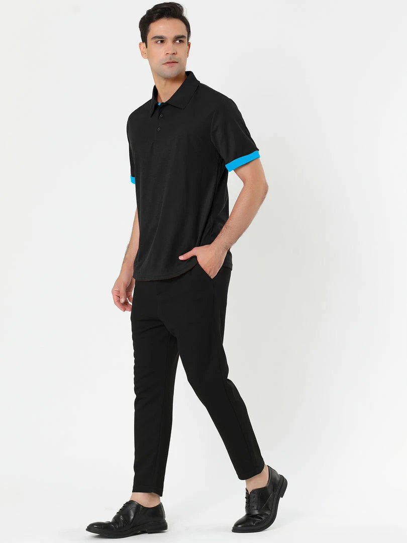 Allegra K Tops Men Summer Golf Shirt Contrast Color Short Sleeves Regular Fit Polo 58 Allegra K Tops Men Summer Golf Shirt Contrast Color Short Sleeves Regular Fit Polo