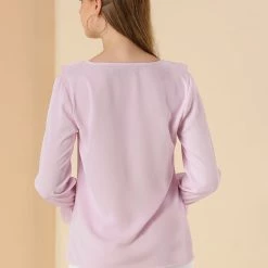 Allegra K Ruffle V Neck Bracelet Sleeve Vintage Peasant Chiffon Blouse Women