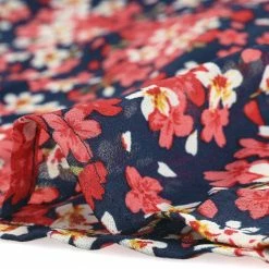 Allegra K Women's Ruffled Tie Neck 3/4 Puff Sleeve Flowy Mini Floral Dress