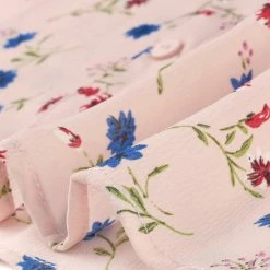 Allegra K Women's Floral Printed Ruffles Cap Sleeve Chiffon Blouse Top