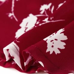 Allegra K Women's Ruffle Tie V Neck Casual Smocked Short Sleeve Floral Top Blouse