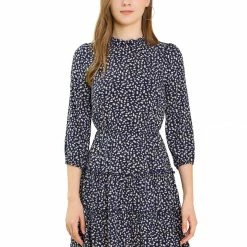 Allegra K Women's Ruffle Neck 3/4 Sleeve A-Line Vintage Floral Tiered Dress