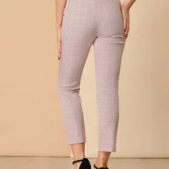 Allegra K Women's High Waisted Work Elastic Back Ankle Plaid Pants 48 Allegra K Women's High Waisted Work Elastic Back Ankle Plaid Pants