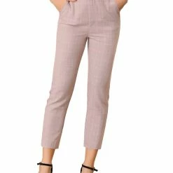 Allegra K Women's High Waisted Work Elastic Back Ankle Plaid Pants 44 Allegra K Women's High Waisted Work Elastic Back Ankle Plaid Pants