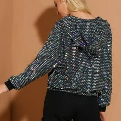 Women Allegra K Metallic Windbreaker Jacket