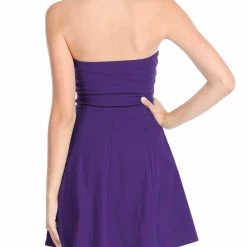 Allegra K Women's Strapless Exposed Zipper Front Tube Mini Party A-Line Dress