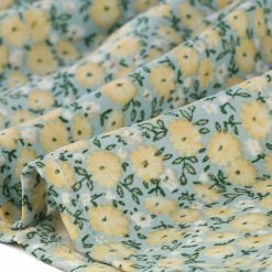 Allegra K Women's Floral Daisy Printed Half Placket Ruffle Hem A-Line Belted Sleeveless Dress