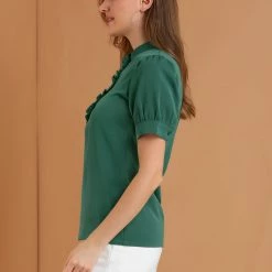 Allegra K Women's Work Office Top Blouse Ruffled Puff Sleeve Shirt 49 Allegra K Women's Work Office Top Blouse Ruffled Puff Sleeve Shirt