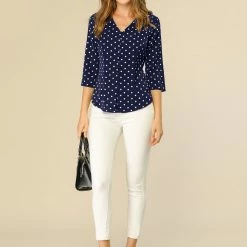 Allegra K Women's Polka Dots 3/4 Sleeve Casual Button Front Blouse Top 47 Allegra K Women's Polka Dots 3/4 Sleeve Casual Button Front Blouse Top