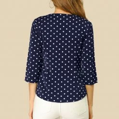 Allegra K Women's Polka Dots 3/4 Sleeve Casual Button Front Blouse Top 50 Allegra K Women's Polka Dots 3/4 Sleeve Casual Button Front Blouse Top