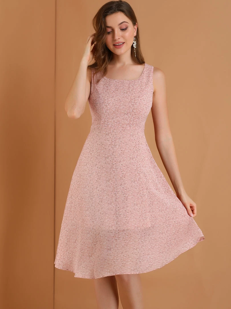 Allegra K Women's Sleeveless Casual Retro Summer Square Neck Print Chiffon Floral Dress 16 Allegra K Women's Sleeveless Casual Retro Summer Square Neck Print Chiffon Floral Dress
