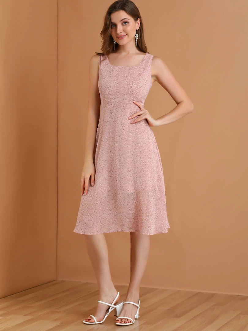 Allegra K Women's Sleeveless Casual Retro Summer Square Neck Print Chiffon Floral Dress 17 Allegra K Women's Sleeveless Casual Retro Summer Square Neck Print Chiffon Floral Dress