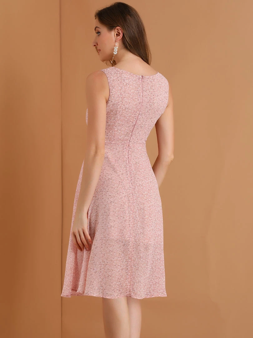 Allegra K Women's Sleeveless Casual Retro Summer Square Neck Print Chiffon Floral Dress 19 Allegra K Women's Sleeveless Casual Retro Summer Square Neck Print Chiffon Floral Dress