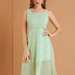 Allegra K Women's Sleeveless Casual Retro Summer Square Neck Print Chiffon Floral Dress 51 Allegra K Women's Sleeveless Casual Retro Summer Square Neck Print Chiffon Floral Dress