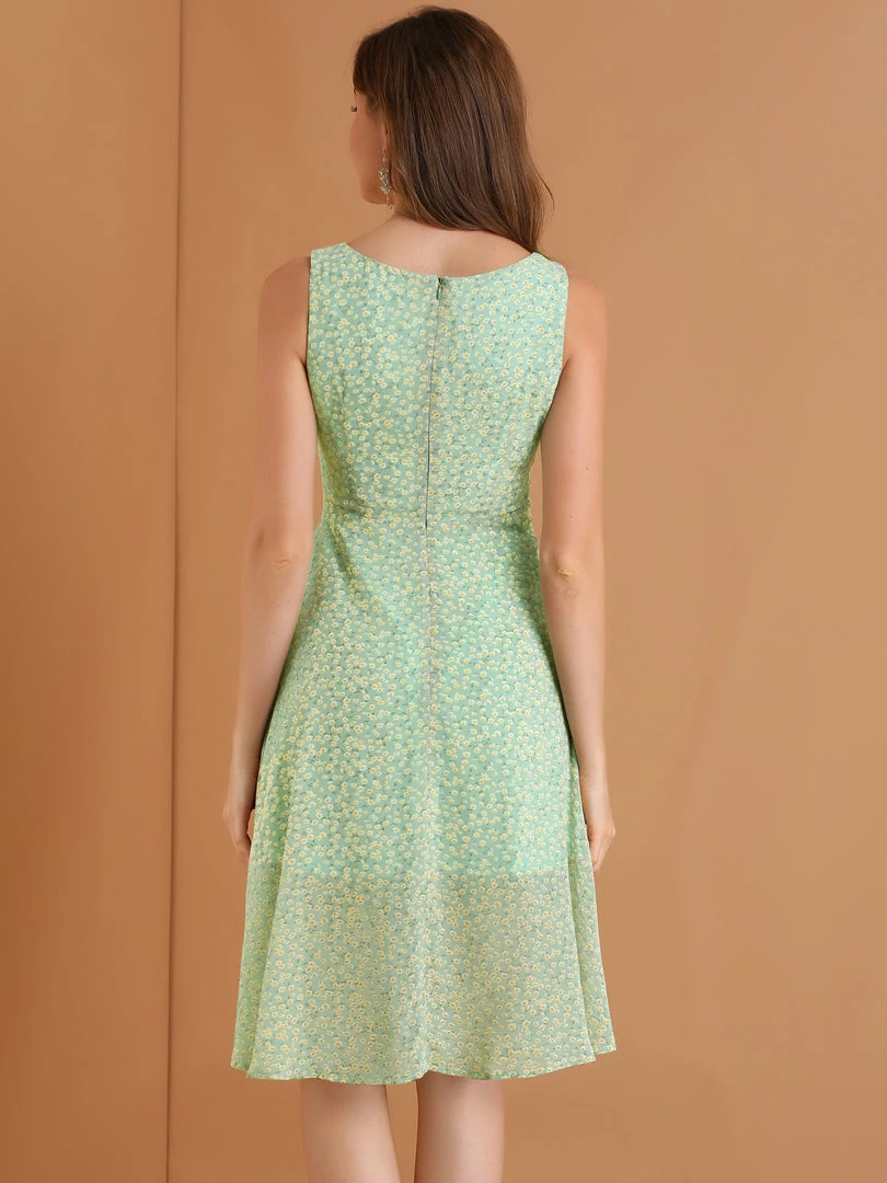 Allegra K Women's Sleeveless Casual Retro Summer Square Neck Print Chiffon Floral Dress 13 Allegra K Women's Sleeveless Casual Retro Summer Square Neck Print Chiffon Floral Dress