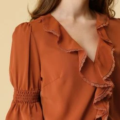 Allegra K Women's Ruffle V Neck Half Bell Sleeve Blouse Summer Vintage Casual Chiffon Peasant Top 117 Allegra K Women's Ruffle V Neck Half Bell Sleeve Blouse Summer Vintage Casual Chiffon Peasant Top
