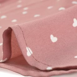 Women Allegra K Ruffle Lapel Collar Heart Print Elbow Sleeve Button Down Shirt