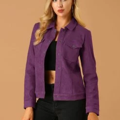 Allegra K Vintage Faux Suede Trucker Jacket