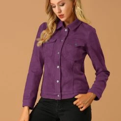 Allegra K Vintage Faux Suede Trucker Jacket