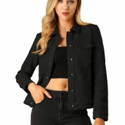 Allegra K Vintage Faux Suede Trucker Jacket
