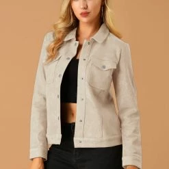 Allegra K Vintage Faux Suede Trucker Jacket