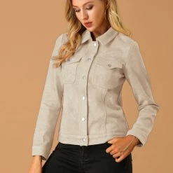 Allegra K Vintage Faux Suede Trucker Jacket