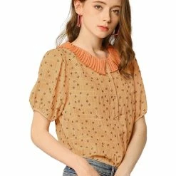 Allegra K Women's Floral Embroidery Blouse Peter Pan Collar Button Down Shirt 47 Allegra K Women's Floral Embroidery Blouse Peter Pan Collar Button Down Shirt