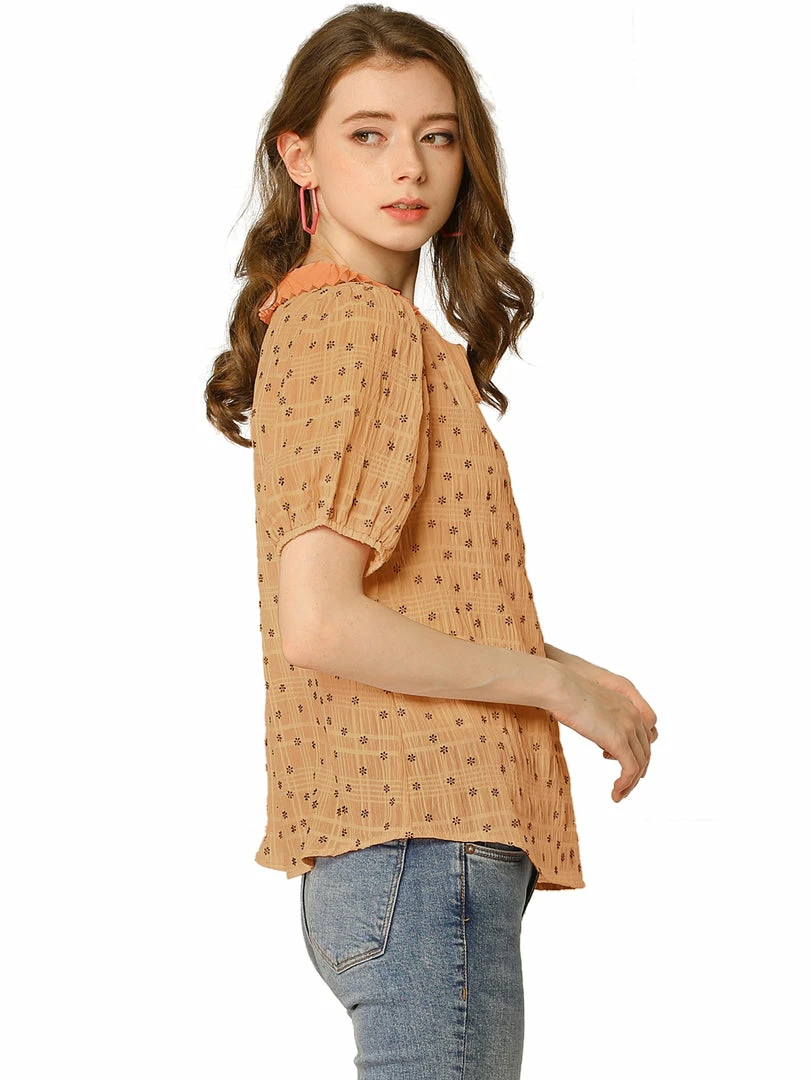 Allegra K Women's Floral Embroidery Blouse Peter Pan Collar Button Down Shirt 13 Allegra K Women's Floral Embroidery Blouse Peter Pan Collar Button Down Shirt