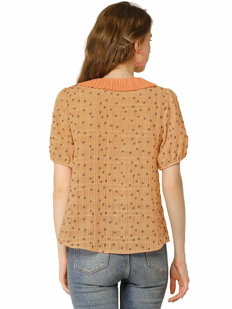 Allegra K Women's Floral Embroidery Blouse Peter Pan Collar Button Down Shirt 14 Allegra K Women's Floral Embroidery Blouse Peter Pan Collar Button Down Shirt