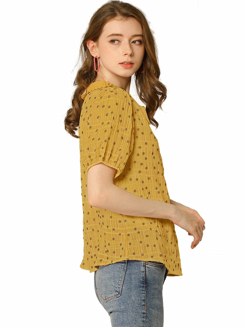 Allegra K Women's Floral Embroidery Blouse Peter Pan Collar Button Down Shirt 7 Allegra K Women's Floral Embroidery Blouse Peter Pan Collar Button Down Shirt