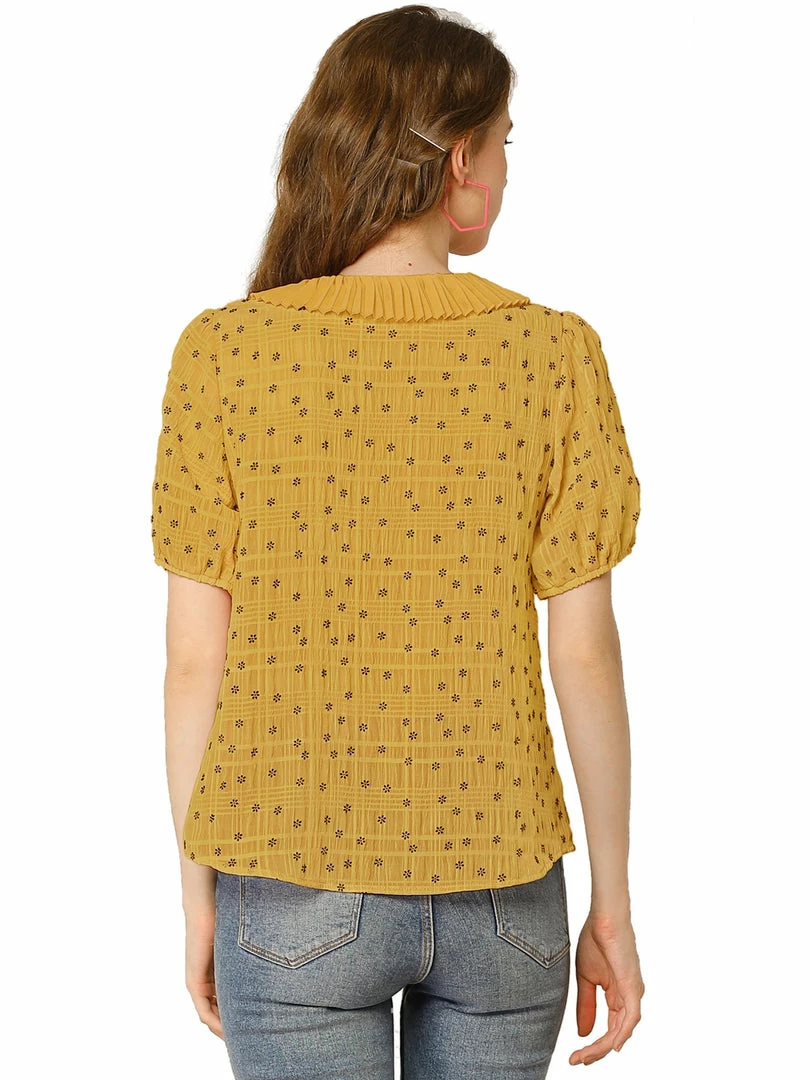 Allegra K Women's Floral Embroidery Blouse Peter Pan Collar Button Down Shirt 8 Allegra K Women's Floral Embroidery Blouse Peter Pan Collar Button Down Shirt