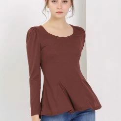 Allegra K Women's Long Sleeves Scoop Neck Casual Peplum Shirt 89 Allegra K Women's Long Sleeves Scoop Neck Casual Peplum Shirt