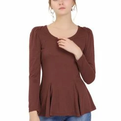 Allegra K Women's Long Sleeves Scoop Neck Casual Peplum Shirt 88 Allegra K Women's Long Sleeves Scoop Neck Casual Peplum Shirt